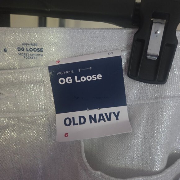 Old navy OG loose jeans Mid rise size 6 shimmer white new with tags - Picture 2 of 6